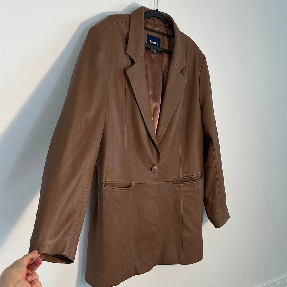Vintage Brown Leather Blazer - Picture 9 of 10